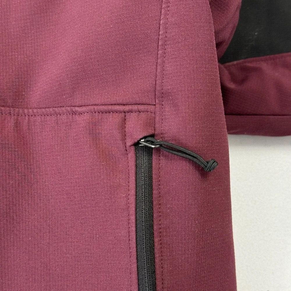 The North Face Outdoor Hooded Jacket Full Zip Primaloft Maroon Black Mens Medium